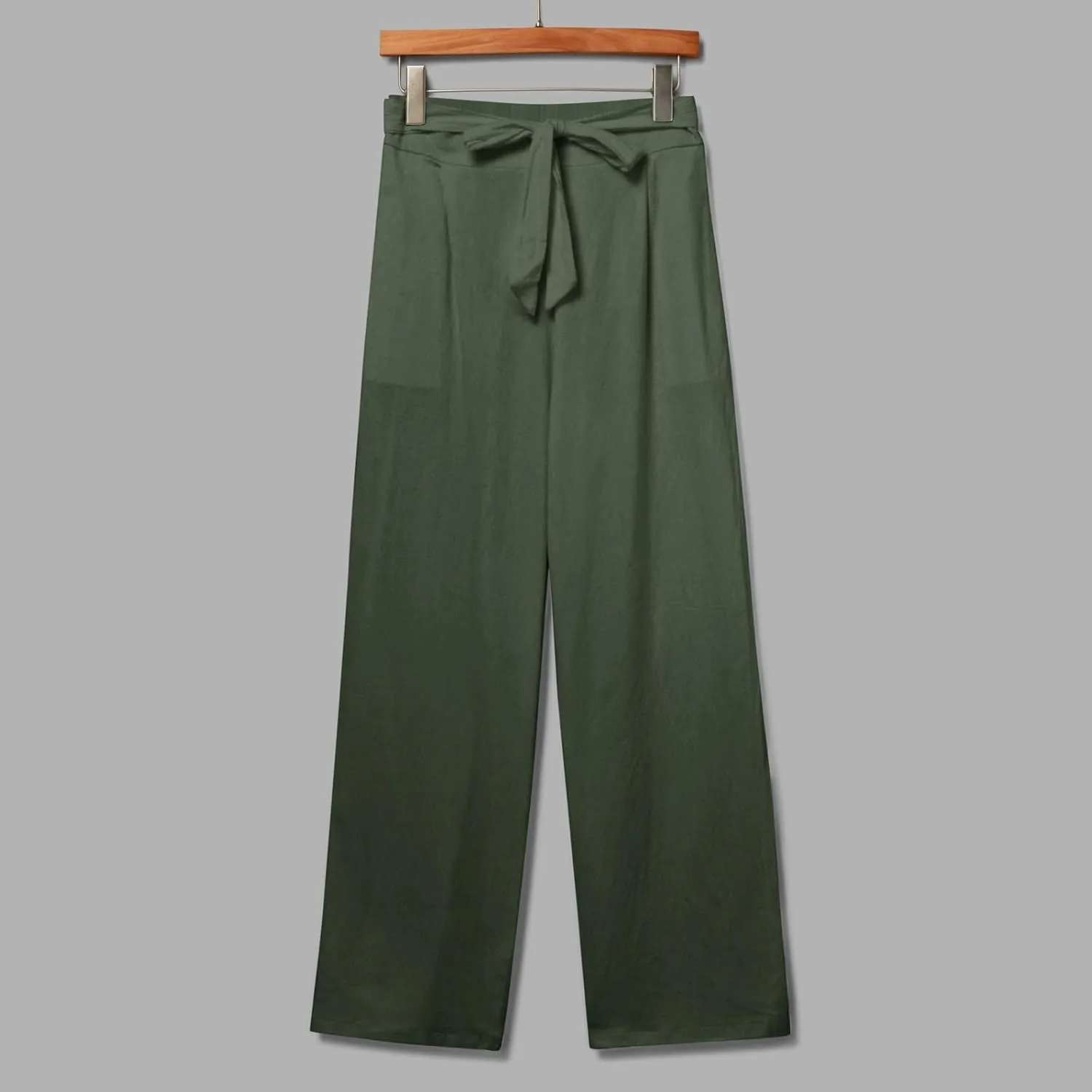 Women's Cotton Linen Summer Lightweigt Palazzo Pants Low Waist Wide Leg Loose Fit Pants Travel