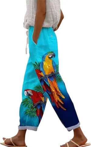 Women's Cotton Linen Summer Palazzo Pants 2025 Wide Leg Beach Lounge Trousers with Pockets Vacation Outfits D-Purple