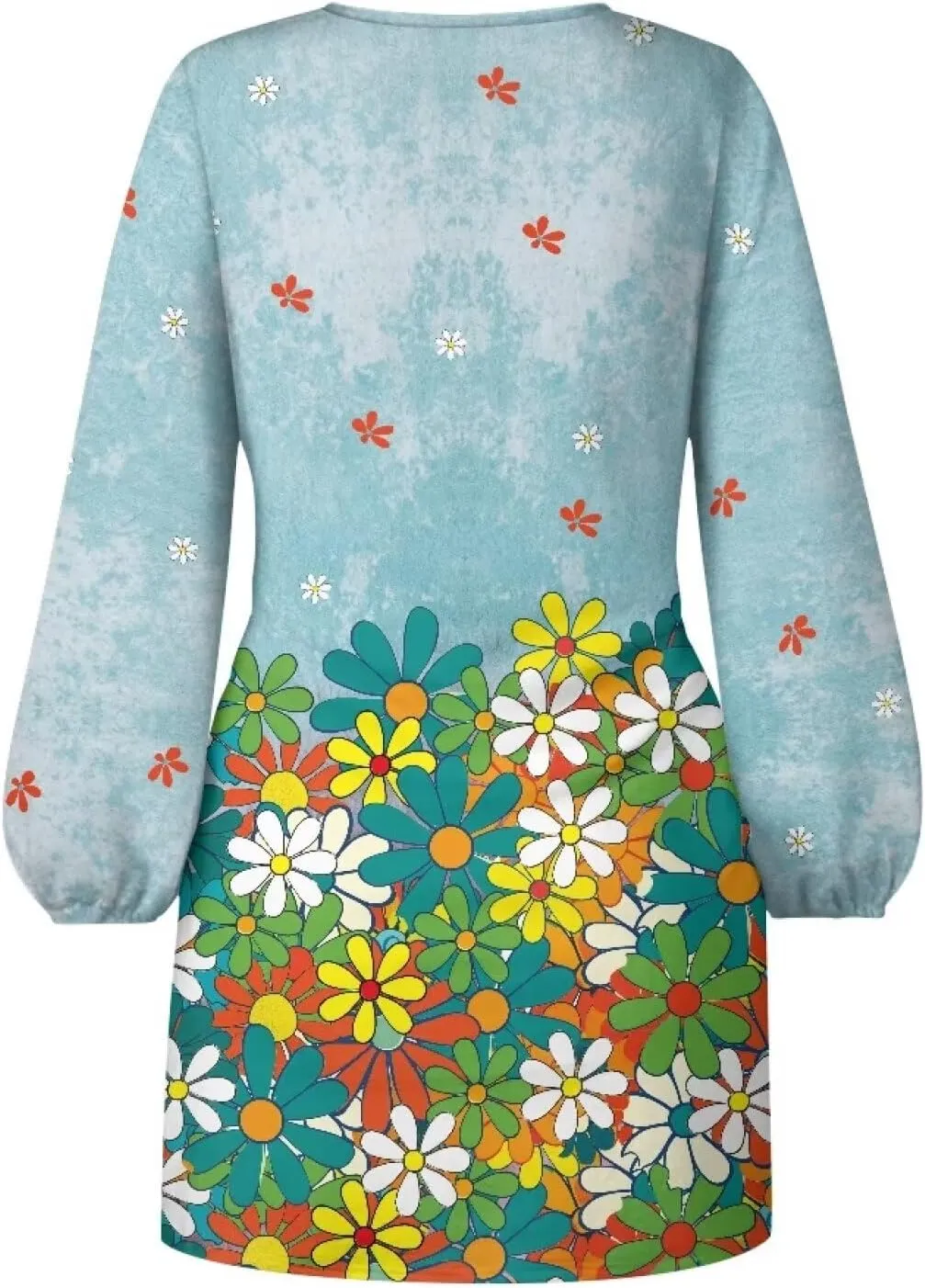 Womens Dresses 2024 Summer Long Sleeve Cut Mini Dress Casual Loose Crewneck Flowy Aline Tie Waist Shirt Outfits