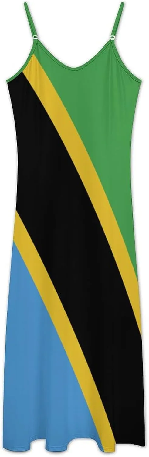 Women's Dresses Tanzania Flag Print Casual Loose Beach Dresses
