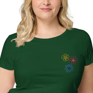 Womens Embroidered Spring Flowers Organic t-Shirt