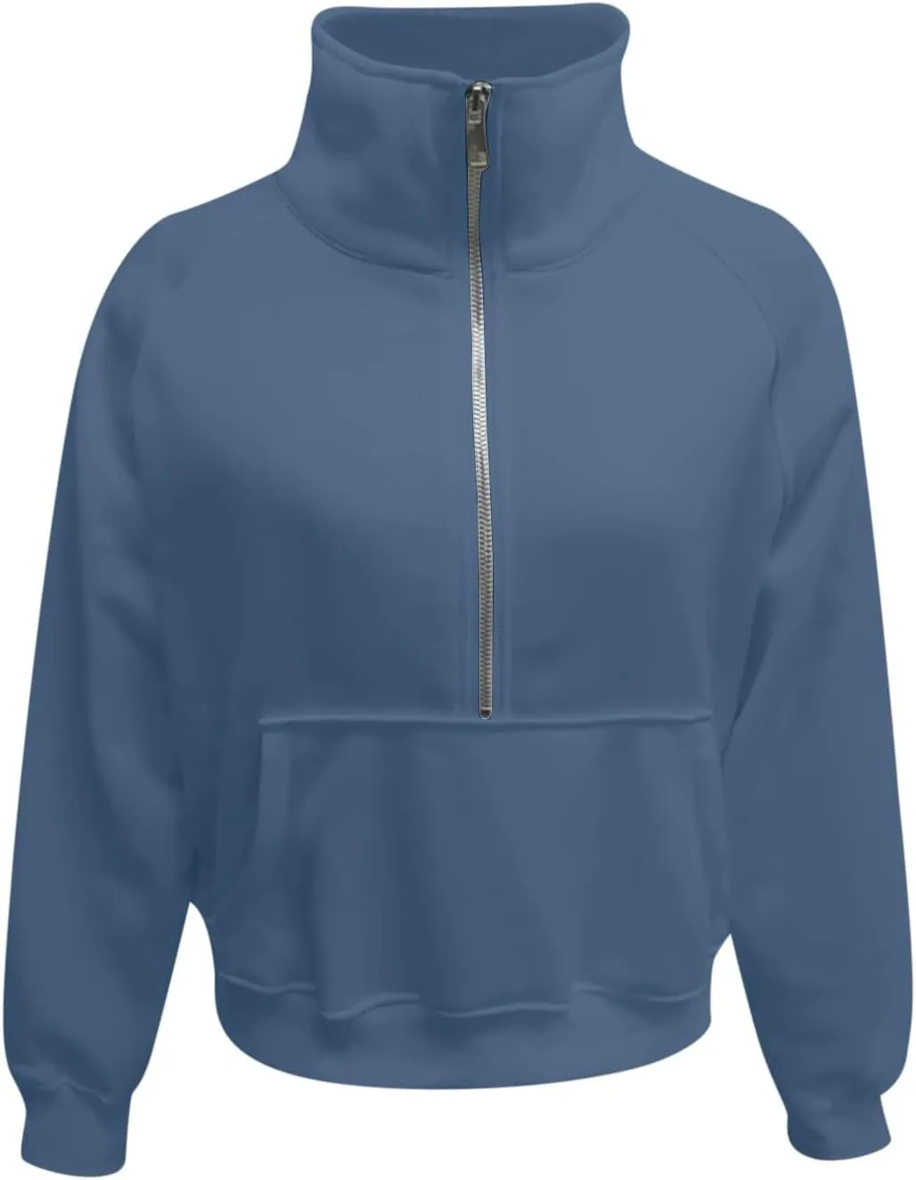 Women's Fashion Casual Half Zipper Short Stand Collar Plus Fleece Solid Color Hoodie Ladies Sweatsuits