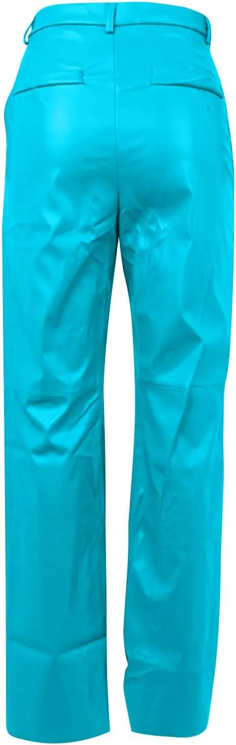Women's Faux Leather Pants Slim High Waist Trousers Casual Straight Wide Leg Pants Butt Lifting Solid Color Trousers