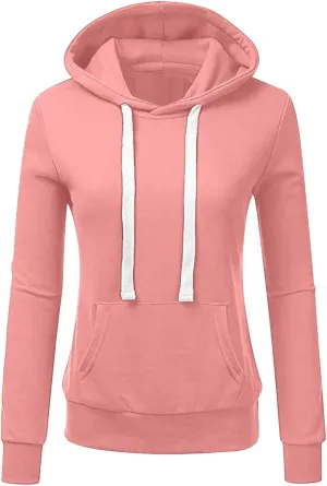 Womens Fleece Oversized Hoodie Solid Casual Long Sleeve Drawstring Pockets Hood Pullover Top Sweatshirts