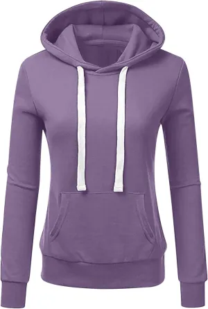 Womens Fleece Oversized Hoodie Solid Casual Long Sleeve Drawstring Pockets Hood Pullover Top Sweatshirts