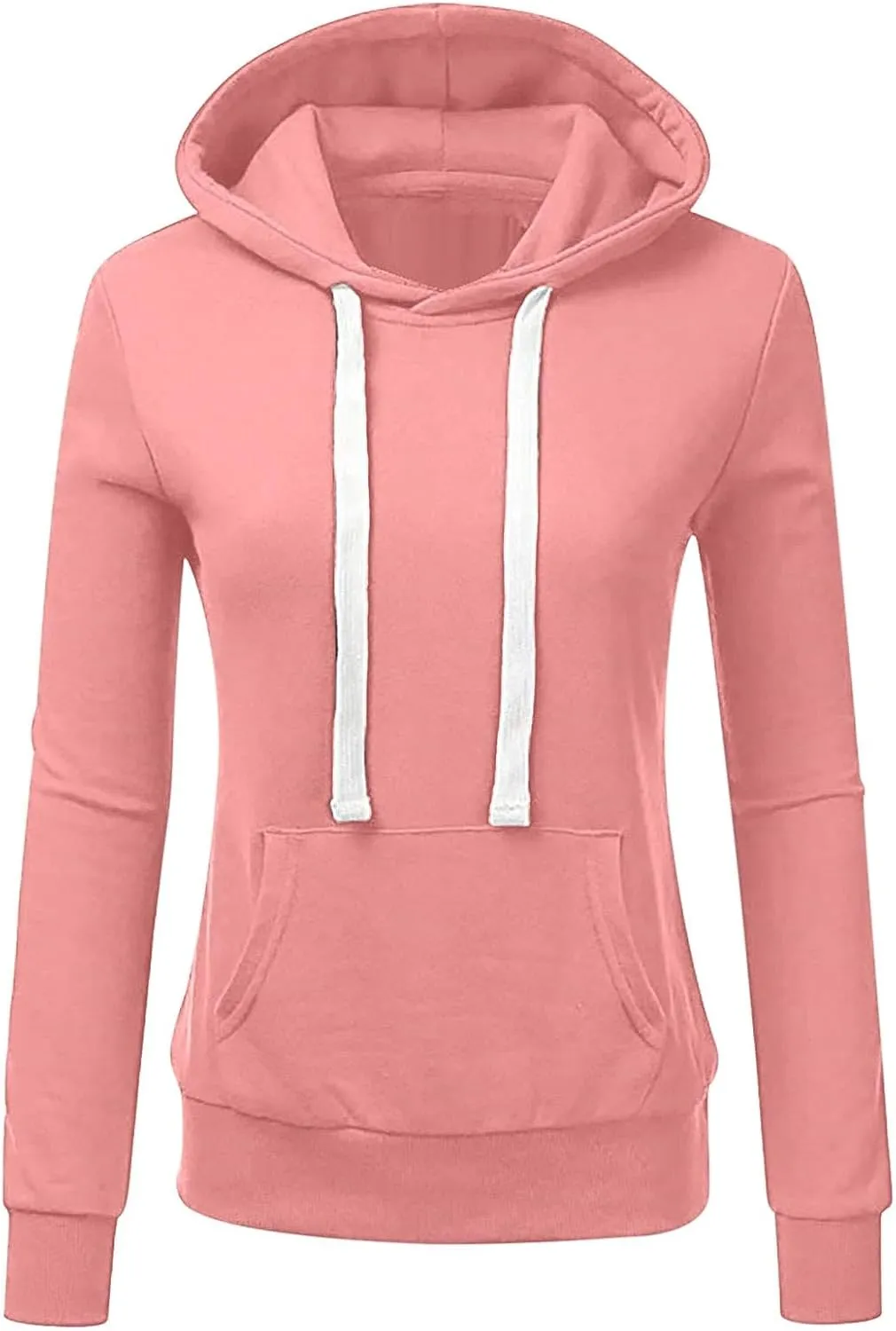 Womens Fleece Oversized Hoodie Solid Casual Long Sleeve Drawstring Pockets Hood Pullover Top Sweatshirts