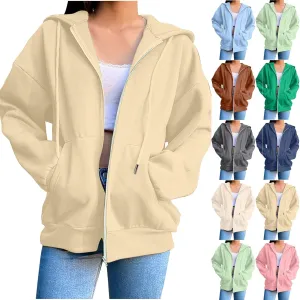 Womens Fleece Zip Up Jacket Lightweight Fall Jackets y2k Clothes Teen Girls Trendy Hoodies Sweatshirts With Pockets
