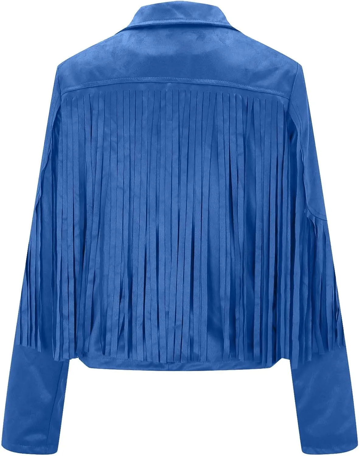 Women's Fringe Faux Suede Leather Jackets Fashion Tassel Cropped Coats Fringe Cropped Jacket Tassel Suede Moto Jacket