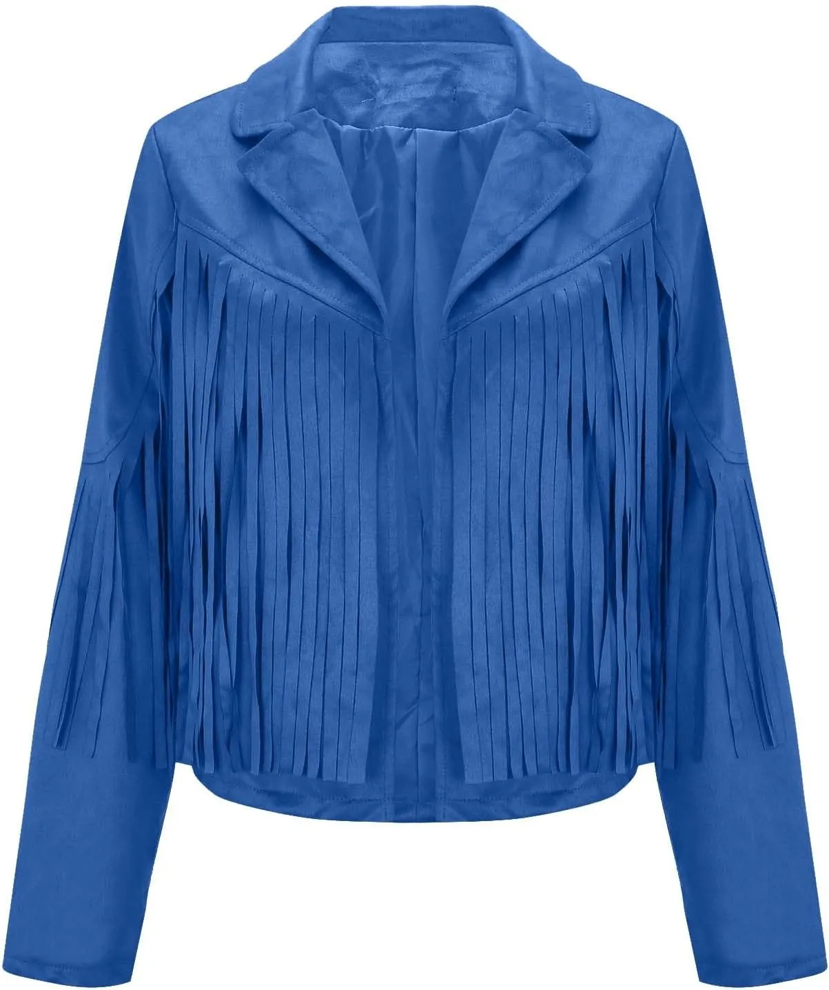 Women's Fringe Faux Suede Leather Jackets Fashion Tassel Cropped Coats Fringe Cropped Jacket Tassel Suede Moto Jacket