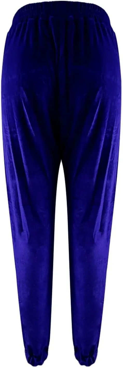 Women's Golden Velvet Harem Pants High Waist Yoga Trousers Casual Track Cuff Stretch Trousers with Pockets