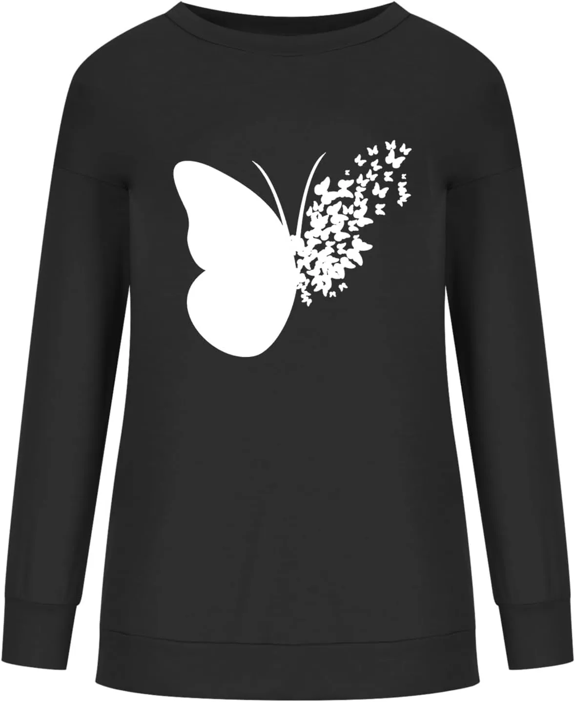 Womens Graphic Print Sweatshirts Long Sleeve Crewneck Tunic Tops Casual Butterfly Pullover Sweater Shirts Trendy 2023