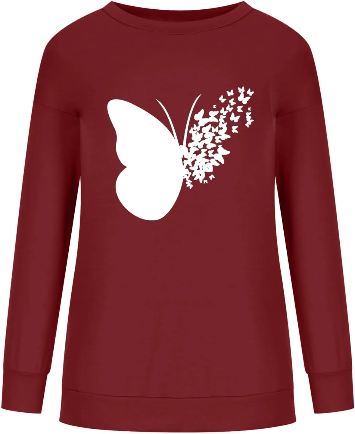 Womens Graphic Print Sweatshirts Long Sleeve Crewneck Tunic Tops Casual Butterfly Pullover Sweater Shirts Trendy 2023