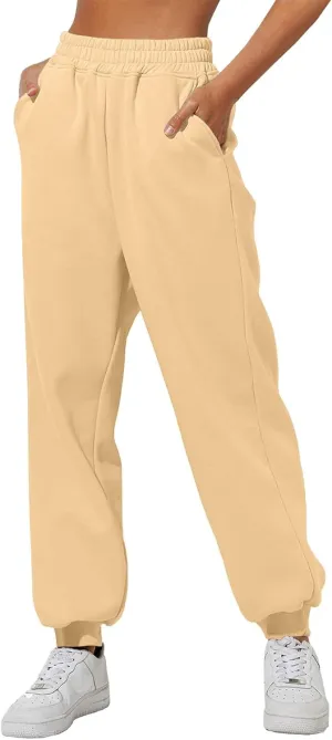 Womens High Waisted Sweatpants Workout Active Cinch Bottom Joggers Pants Mid Rise Baggy Athletic Trousers with Pocket