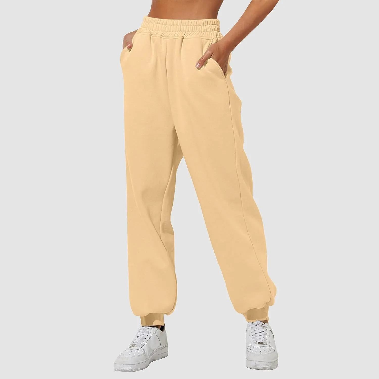 Womens High Waisted Sweatpants Workout Active Cinch Bottom Joggers Pants Mid Rise Baggy Athletic Trousers with Pocket