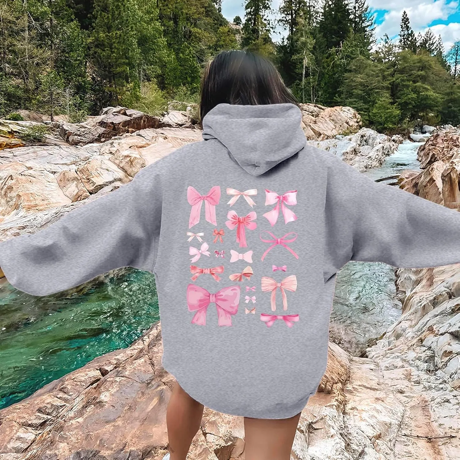 Women's Hoodies Sweatshirts Loose Casusl Drop Shoulder Cute Long Sleeve Tops Trendy Comfy Pullovers with Pocket