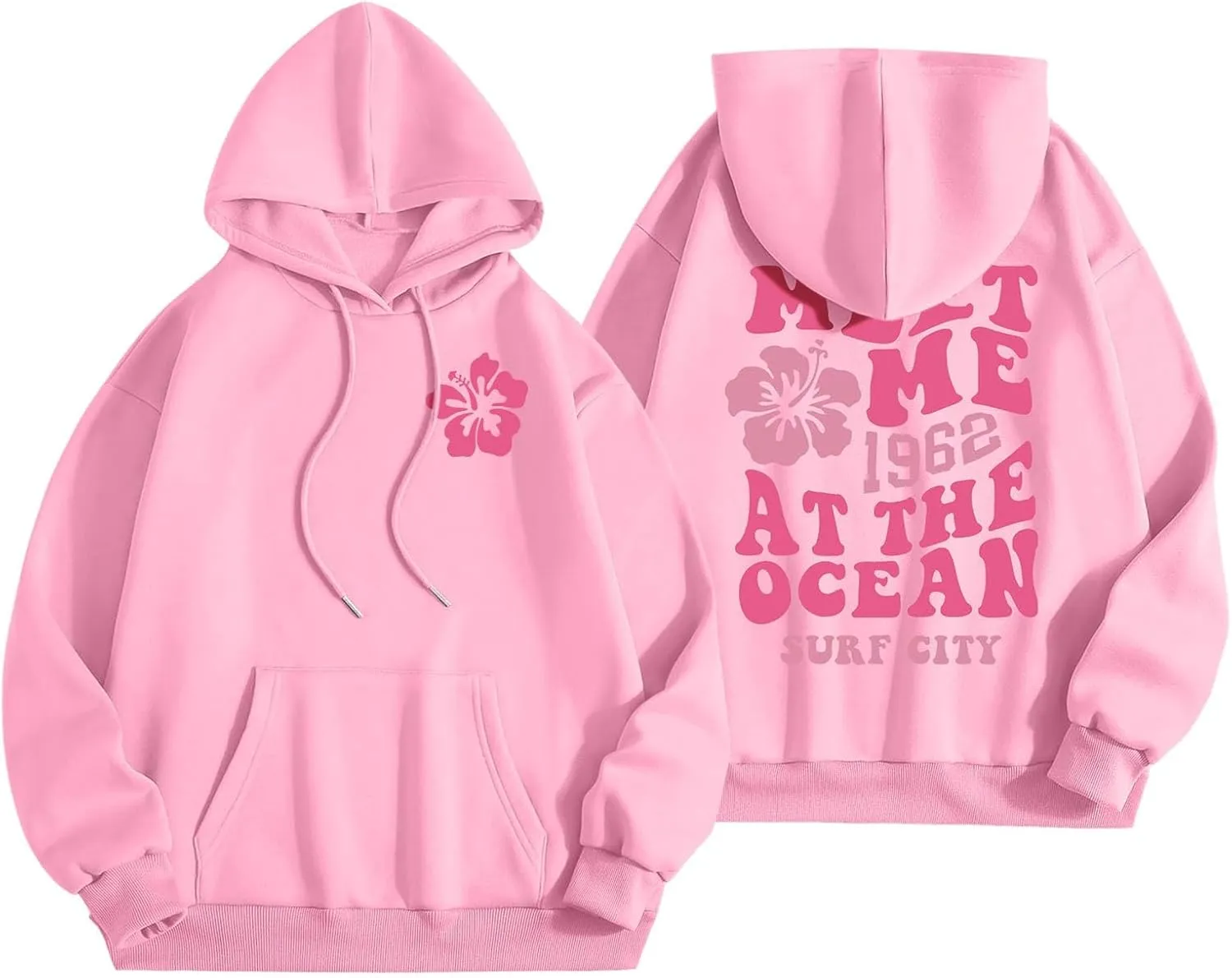 Womens Letter Print Graphic Hoodies Y2K 2025 Oversized Cute Preppy Long Sleeve Drawstring Sweatshirt with Pocket