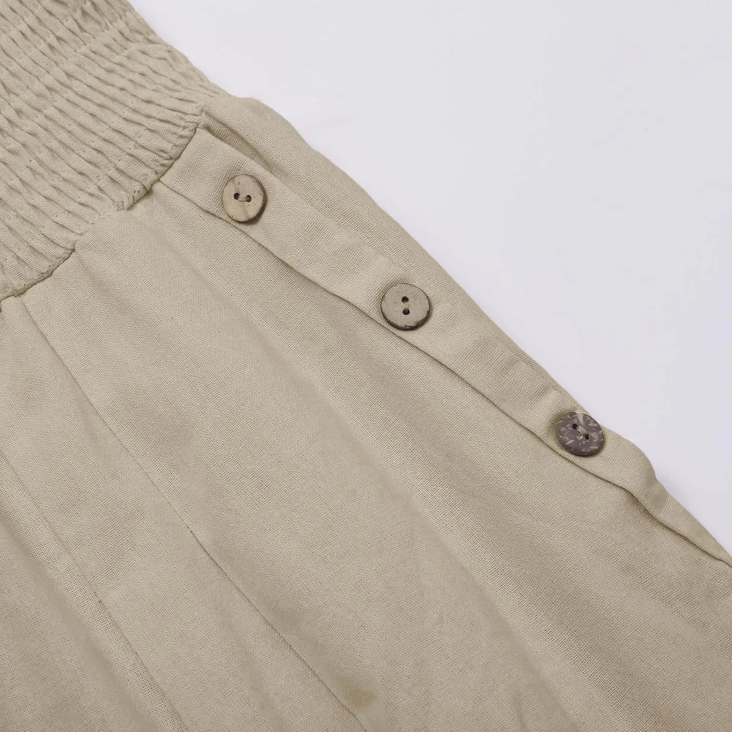 Women's Linen Blend Summer Fashion Palazzo Pants High Waist Wide Leg Plus Size Pant Trousers Beach
