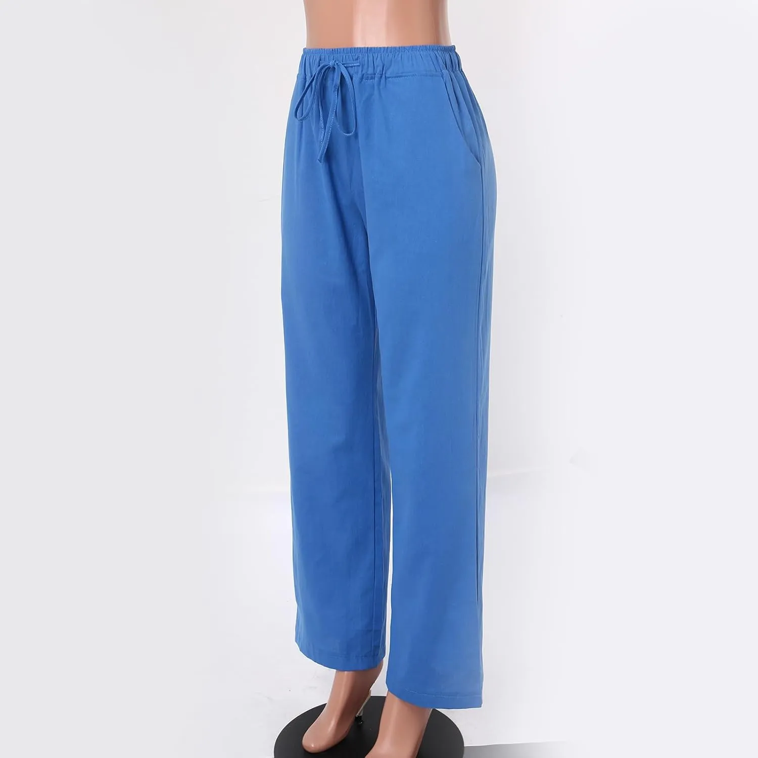 Womens Linen Blend Summer Fashion Pants High Waist Long Lounge Slim Fit Pants Beach