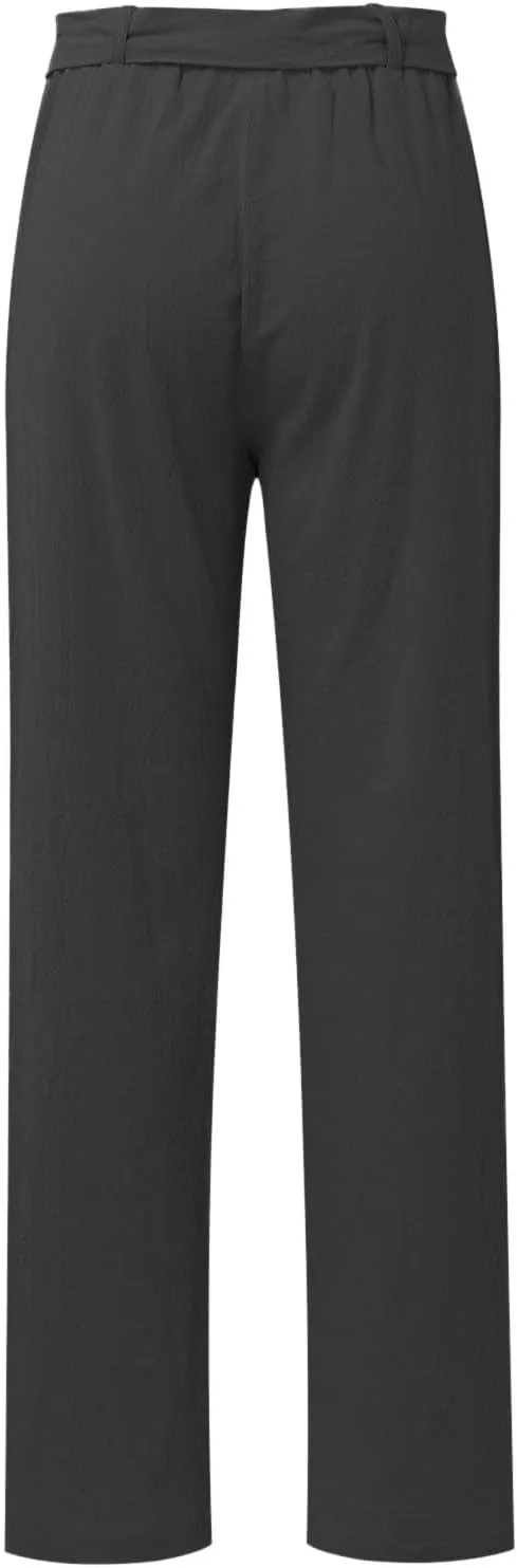 Women's Linen Blend Summer Letter Patched Pants Low Waist Straight Plus Size Trouser Travel