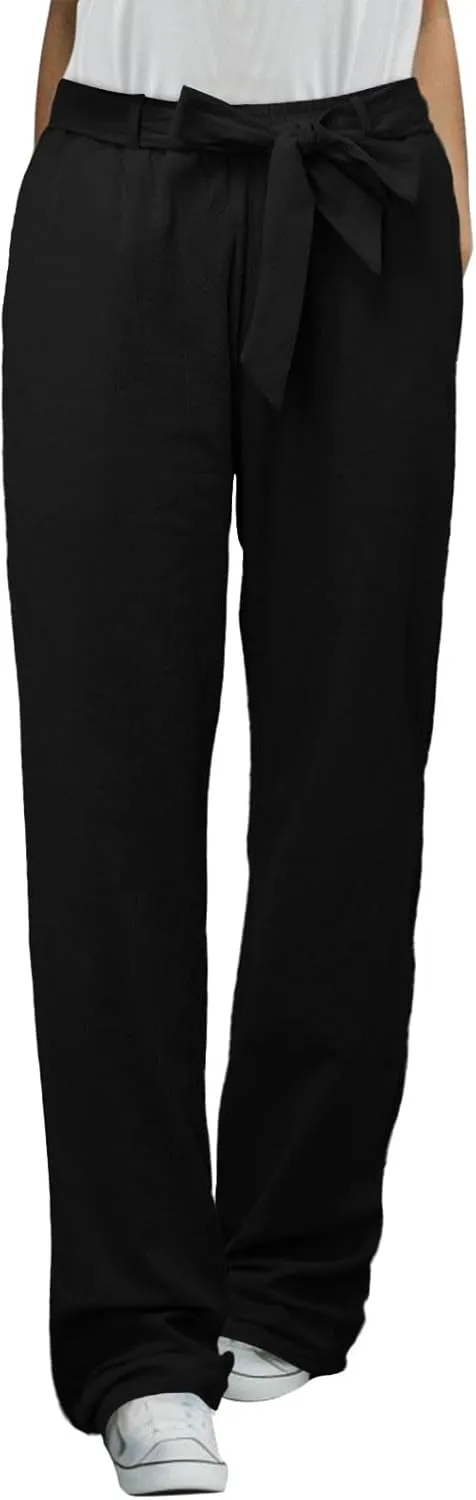 Womens Linen Summer Boho Palazzo Pants Low Waist Ankle Length Slim-Fit Pant Trousers Business Work
