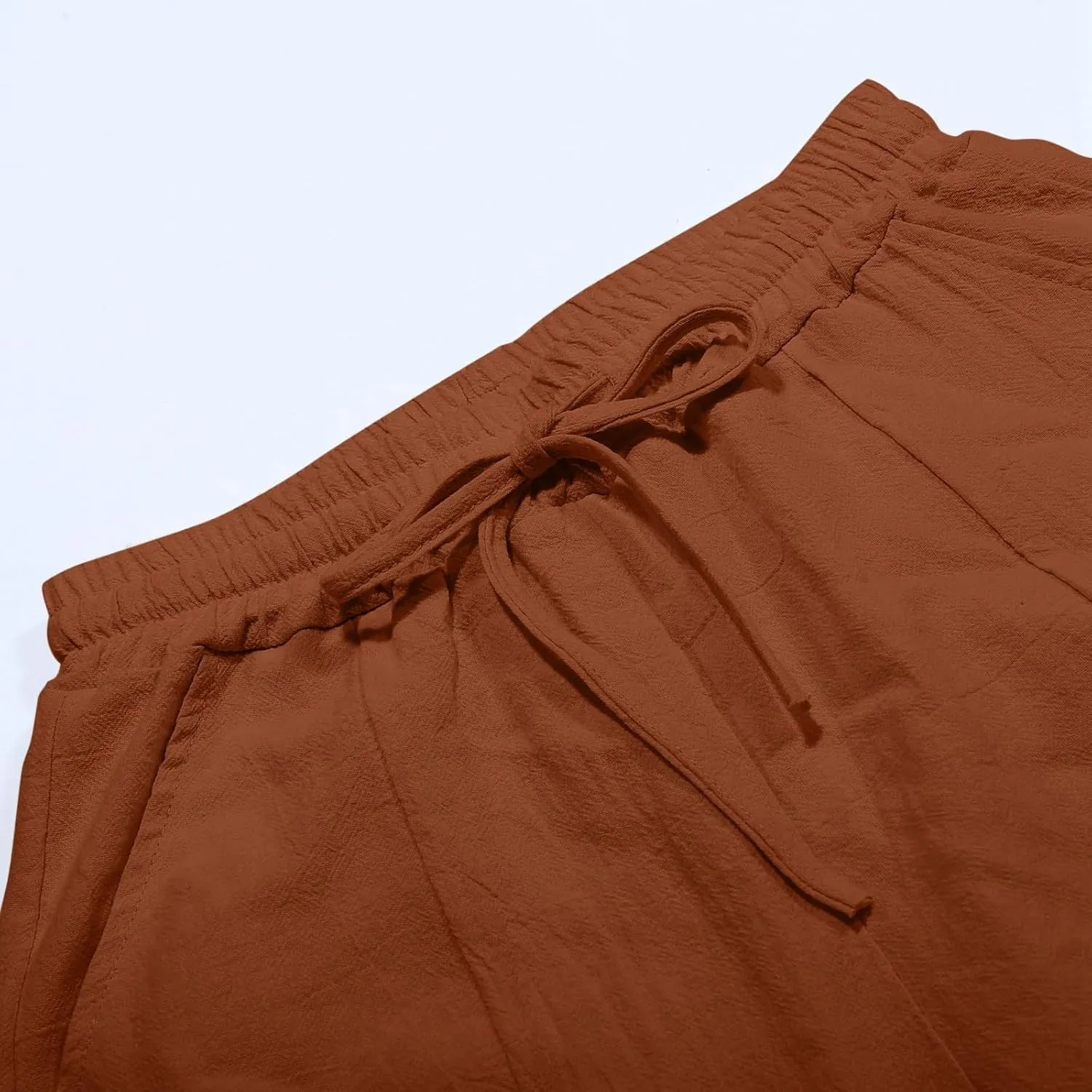 Womens Linen Summer Palazzo Palazzo Pants Elastic Waisted Lounge Pants Plus Size Pant Trousers Office