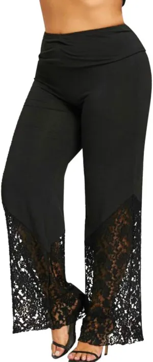 Women's Linen Summer Split Flowy Palazzo Pants Elastic Waist Long Lounge Slim-Fit Palazzo Pants Vacation