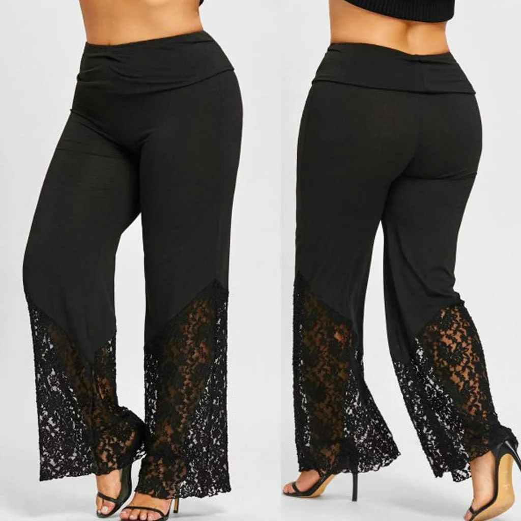 Women's Linen Summer Split Flowy Palazzo Pants Elastic Waist Long Lounge Slim-Fit Palazzo Pants Vacation
