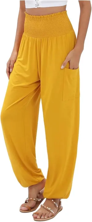 Womens Linen Summer Striped Pant Trousers High Waist Long Lounge Slim Fit Pant Trousers Beach