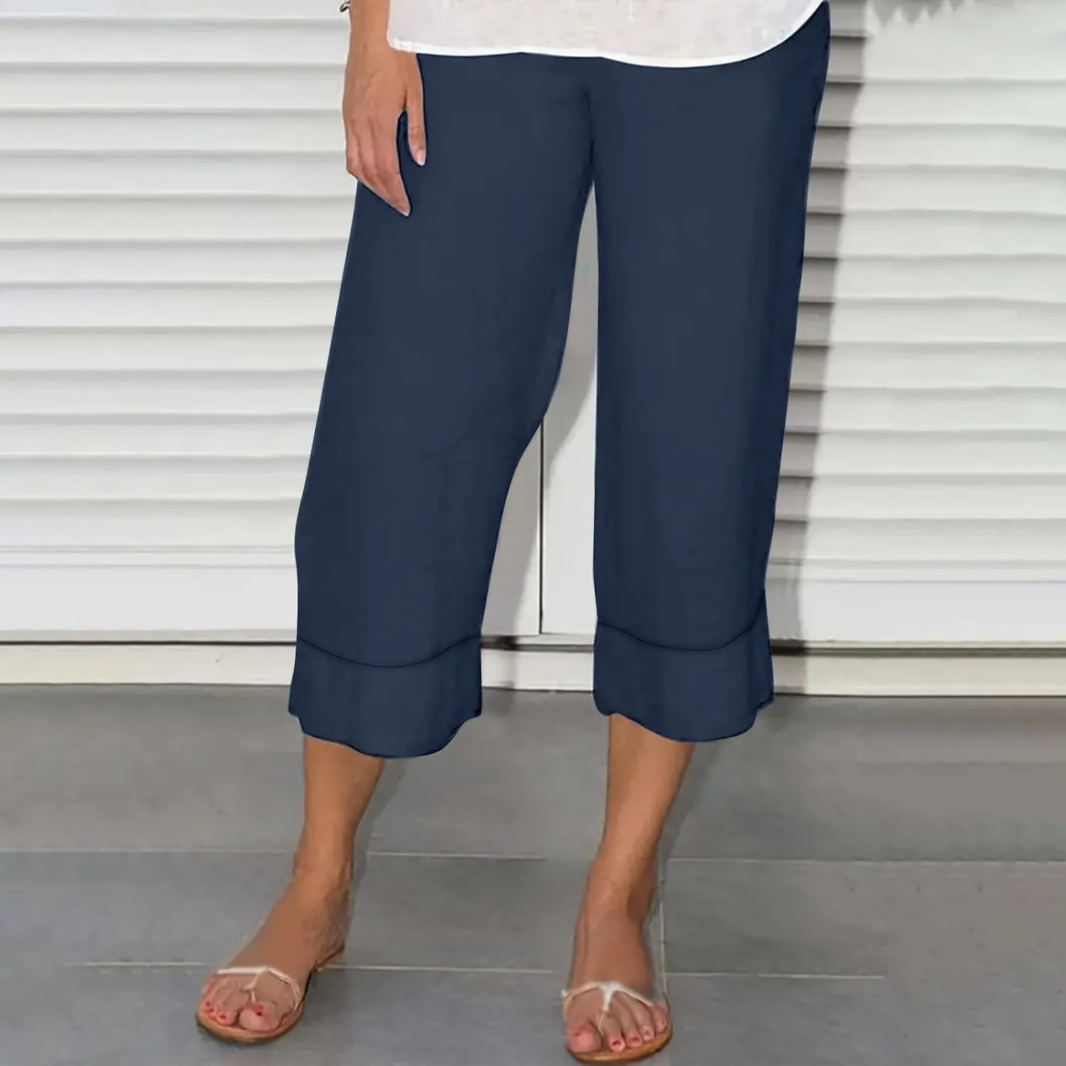 Women's Linen Summer Y2K Streetwear Pants Low Waist Wide Leg Plus Size Palazzo Lounge Pants Beach