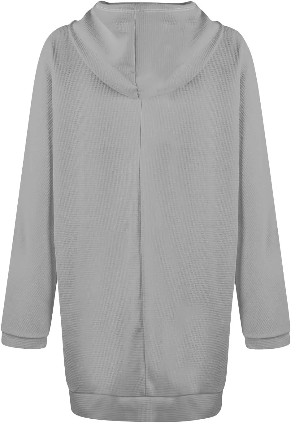 Women's Oversized Hoodie Dress Side Slits Waffle Knit Sweatshirt Casual Long Sleeve Drawstring Tops with Kangaroo Pocket