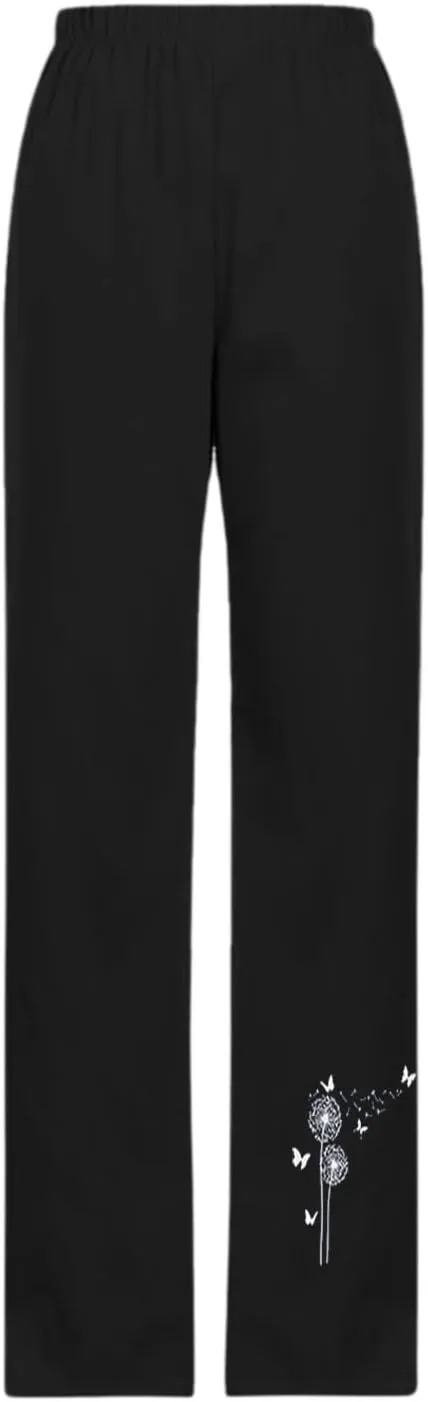 Womens Pants Casual Floral Printed Plus Size Capris Loose Fitting Joggers Lightweight Cropped Pants with Pockets