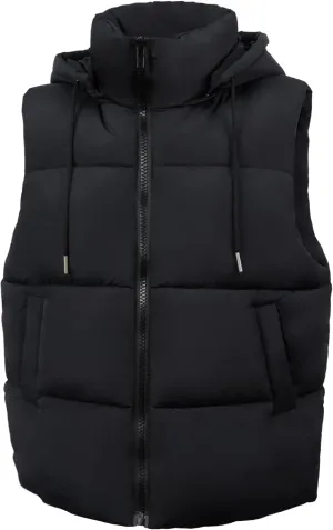 Women'S Puffer Vest With Pockets Thicken Zip Up Removable Hooded Sleeveless Winter Stand Collar Warm Gilet