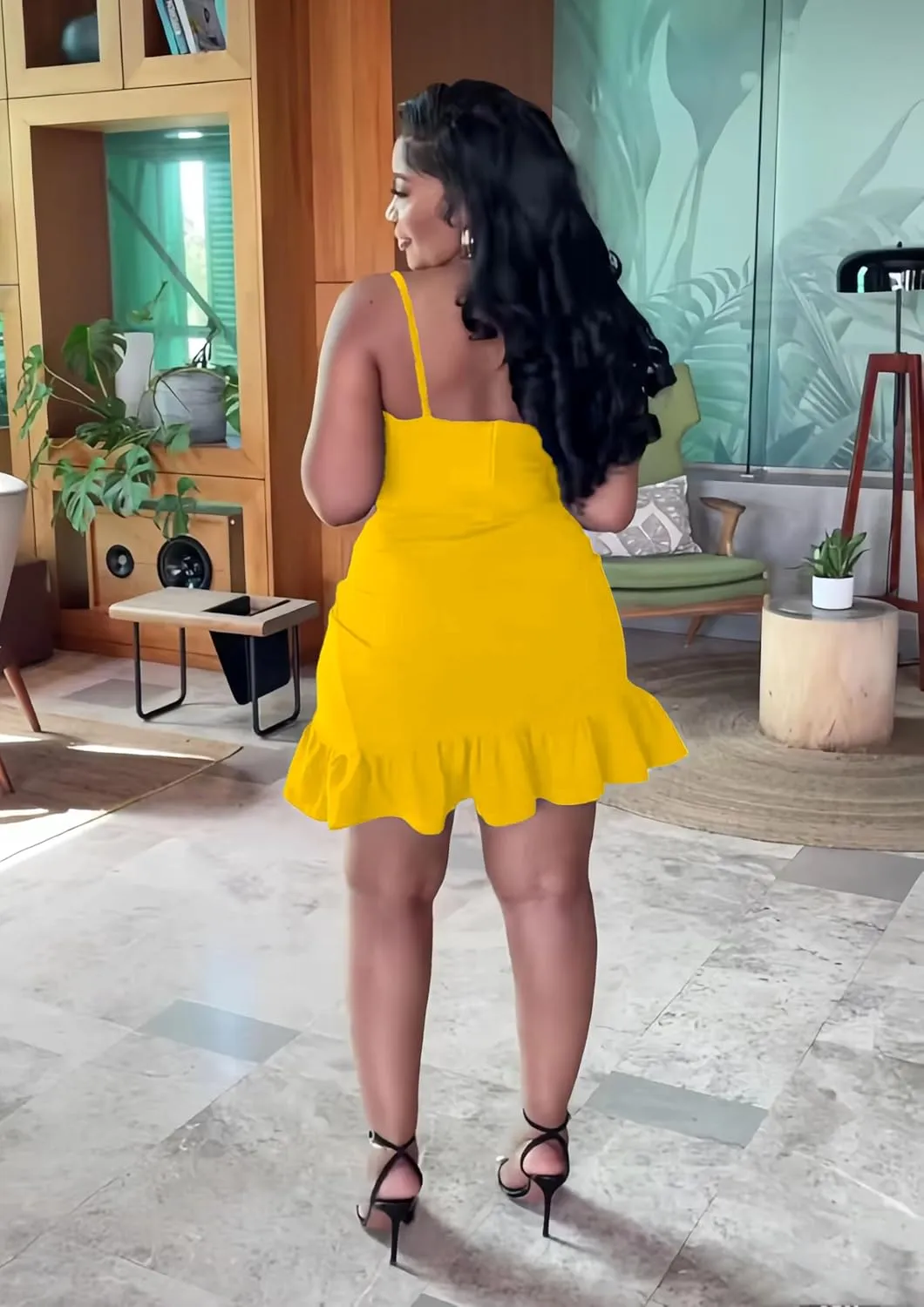 Womens Sexy Sleeveless Bodycon Mini Dress 2024 Summer Casual Straps Short Ruffle Dresses Beach Party Club Homecoming