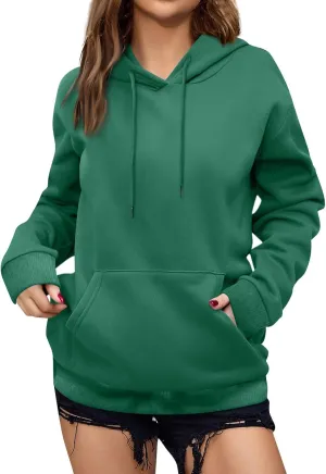 Women'S Solid Color Sweatshirt Long Sleeve Fleece Pullover Hooded Fashion Sweater With Pockets