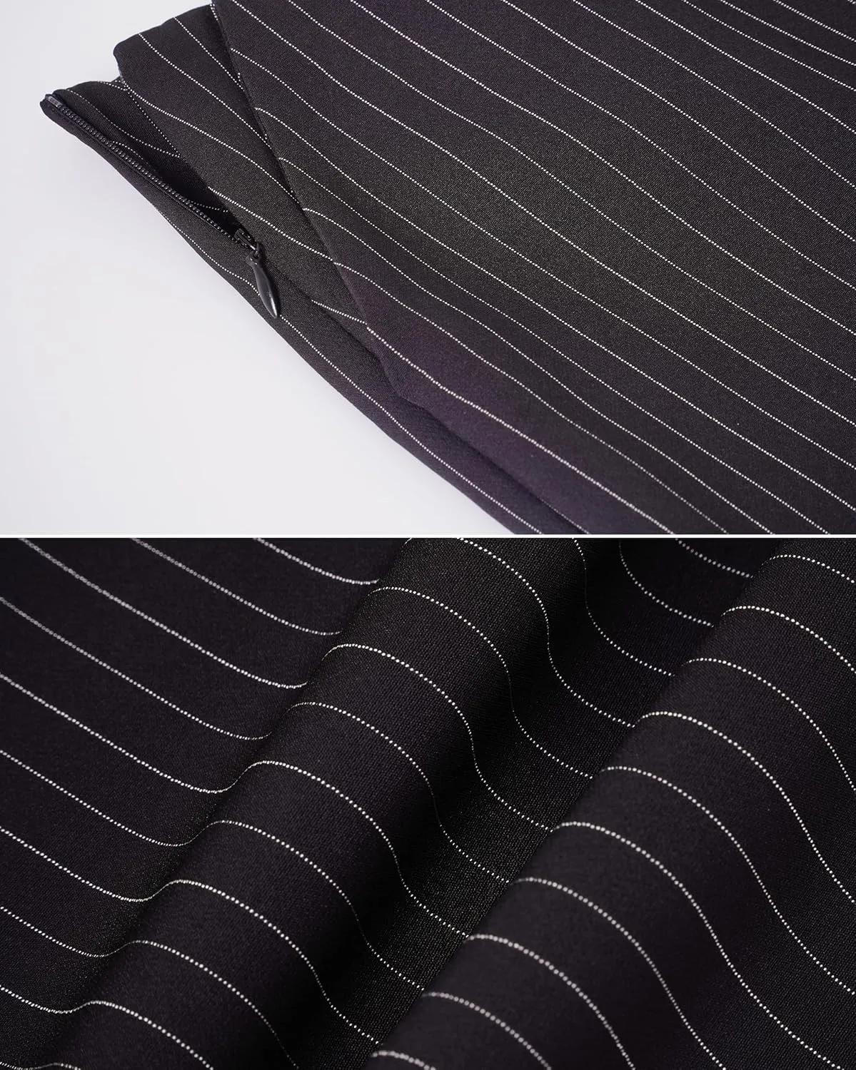 Women's Straight Leg Pinstripe Trousers High Waist Office Business Pants Casual Striped Dressy Pants with Pockets