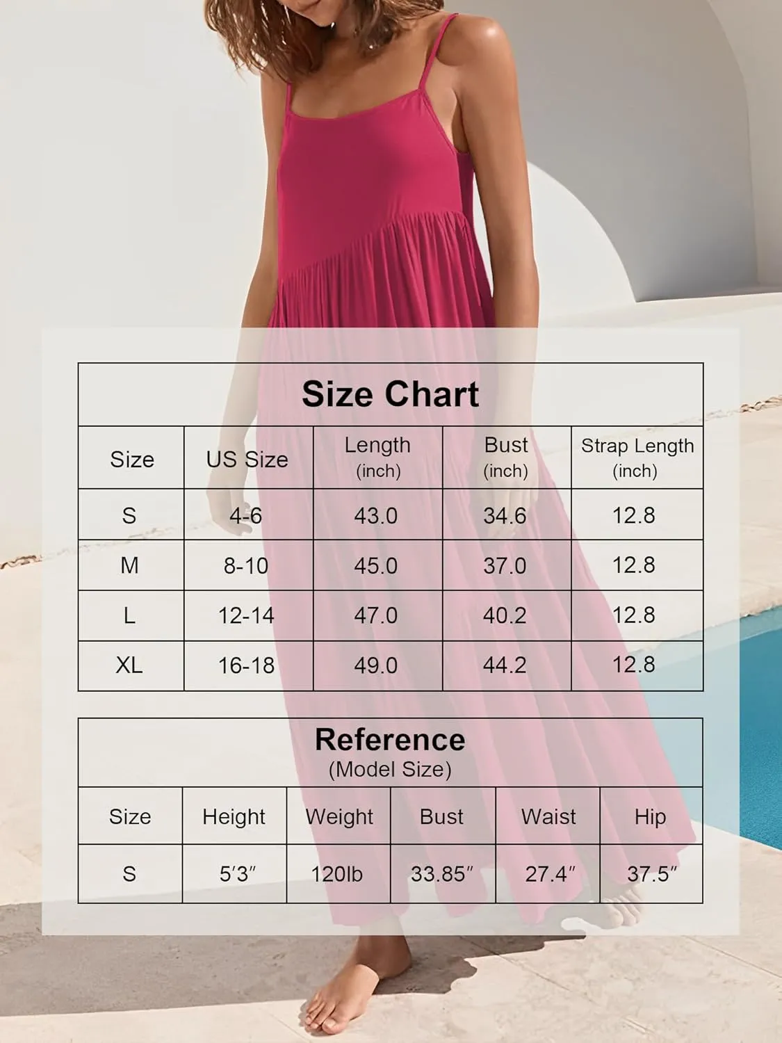 Womens Summer Dresses Loose Sleeveless Spaghetti Strap Asymmetric Tiered Maxi Dress