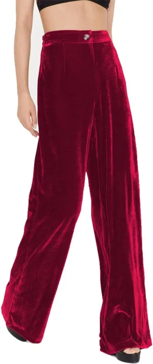 Women's Velvet High Waist Wide Leg Pants Casual Baggy Pants for Fall Winter