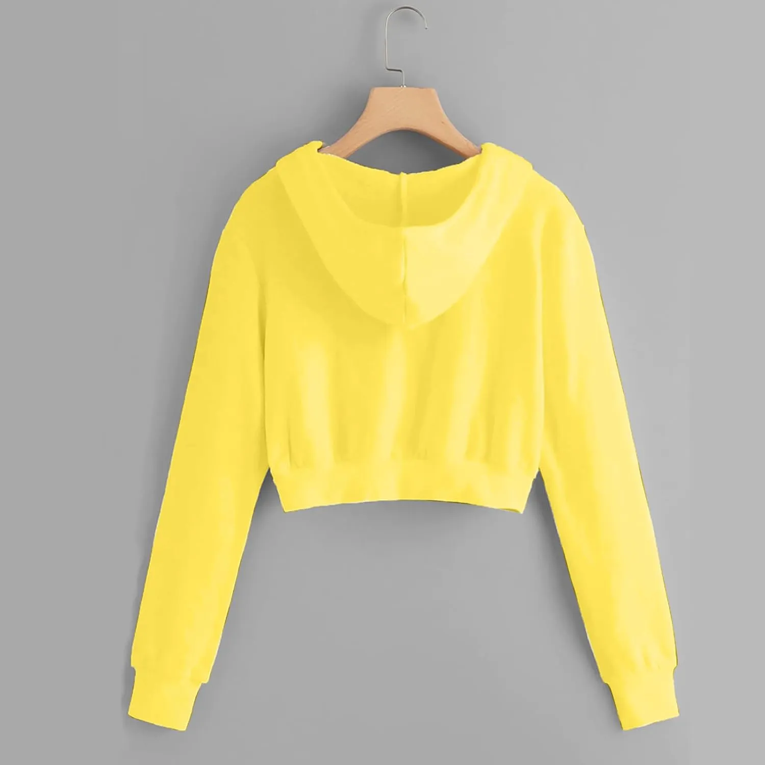 Womens Zip Up Cropped Hoodie Drawstring Crop Sweatshirt Long Sleeve Casual Tops Y2K Trendy Fall Winter Clothes 2024