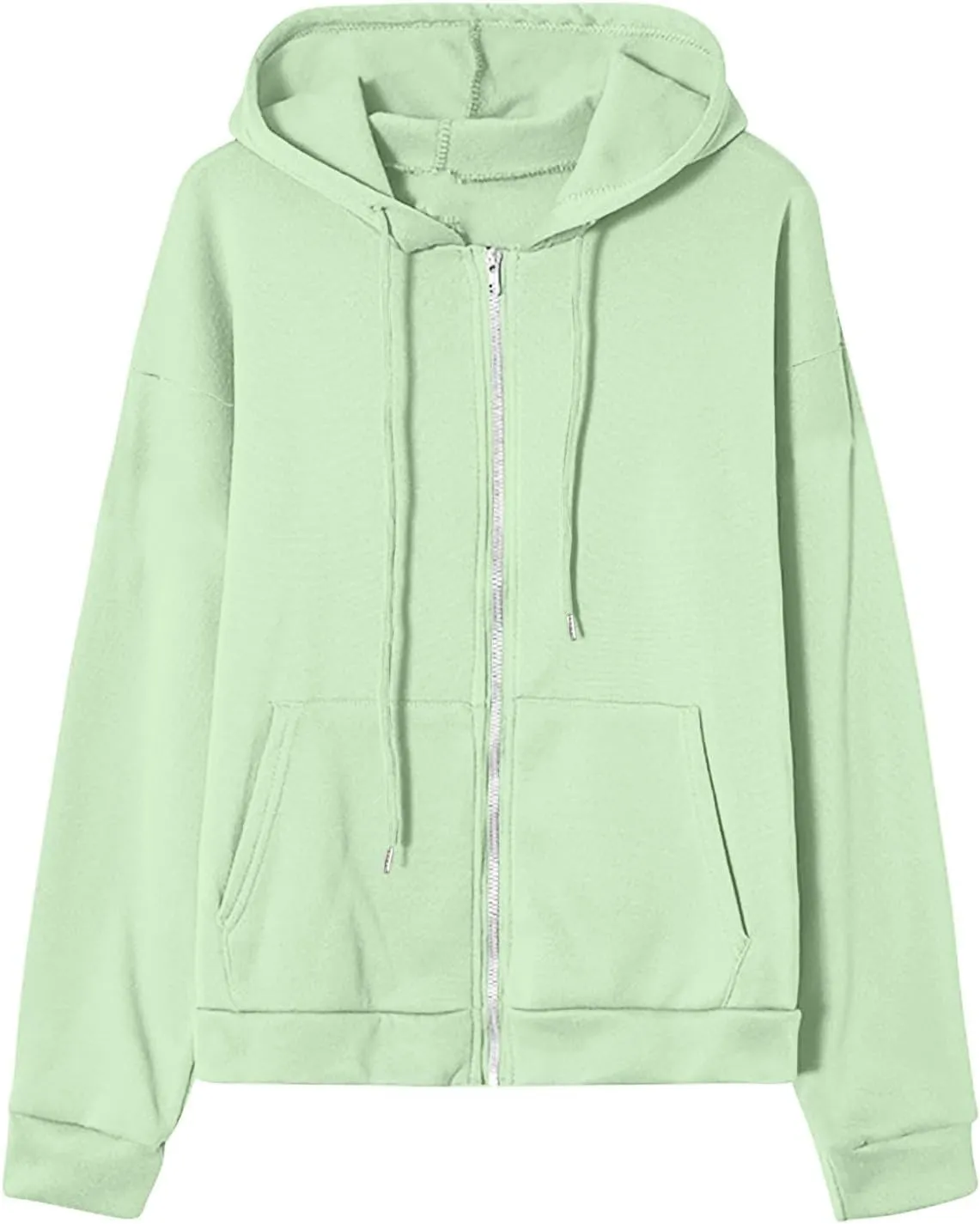 Women's Zip Up Fleece Sweatshirt Long Sleeve Fashion Pullover Hoodies Y2K Jacket with Pockets 2024 Fall Clothes