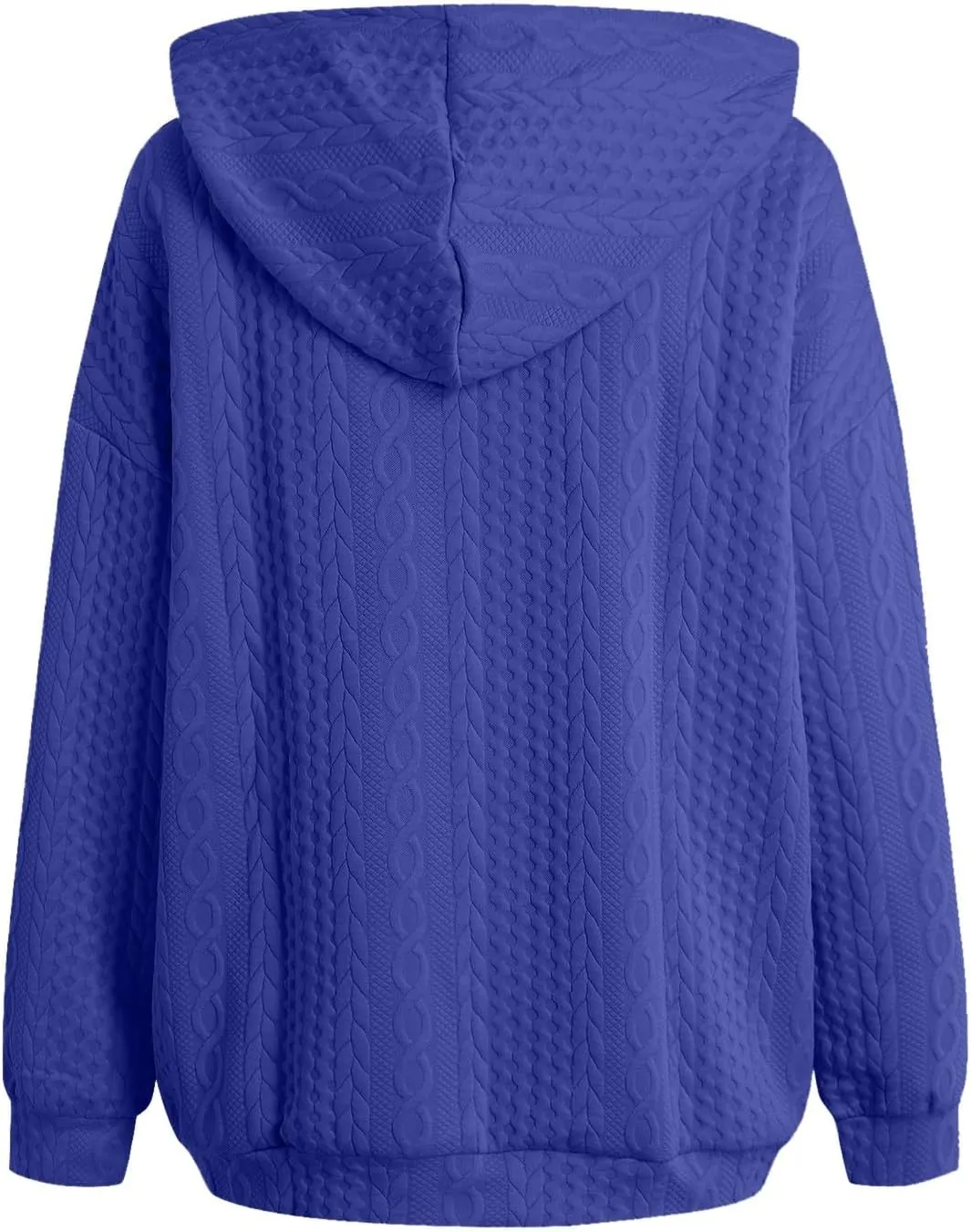 Womens Zip Up Hoodies Plus Size Sweatshirt Long Sleeve Textured Drawstring Zip Jackets Outwear with Pockets