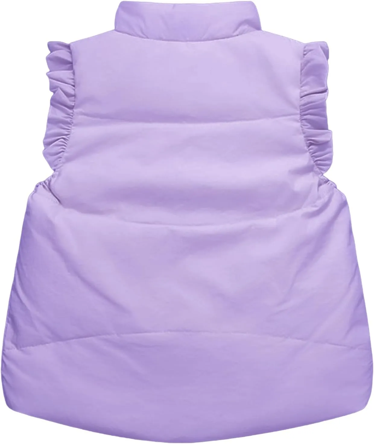 Wyeysyt Toddler Girls Ruffle Puffer Vest Button Sleeveless Padded Gilet Winter Cute Jackets Outwear 4-7 Years