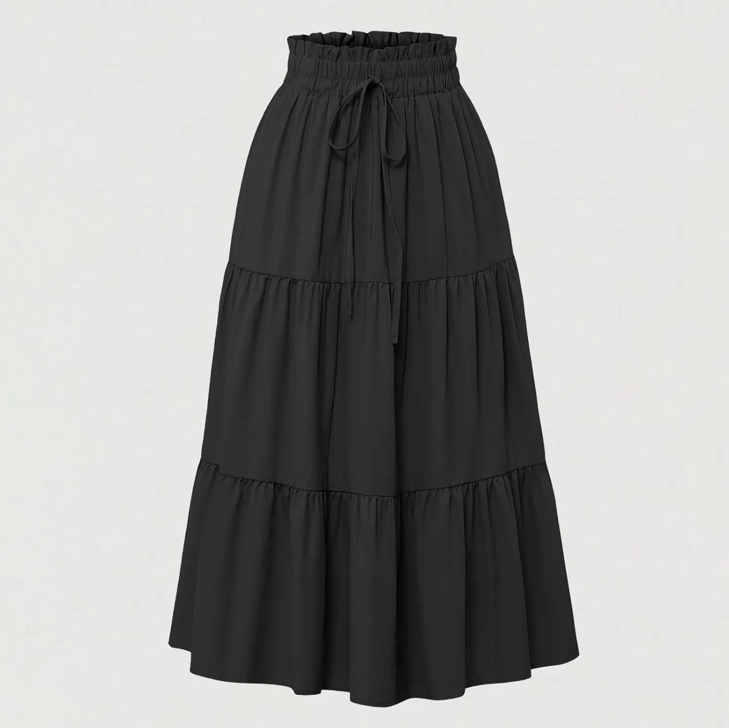 XOWRTE Floral Maxi Skirt for Women Summer Comfy Tiered Elastic High Waisted Skirts Vacation A Line Flowy Long