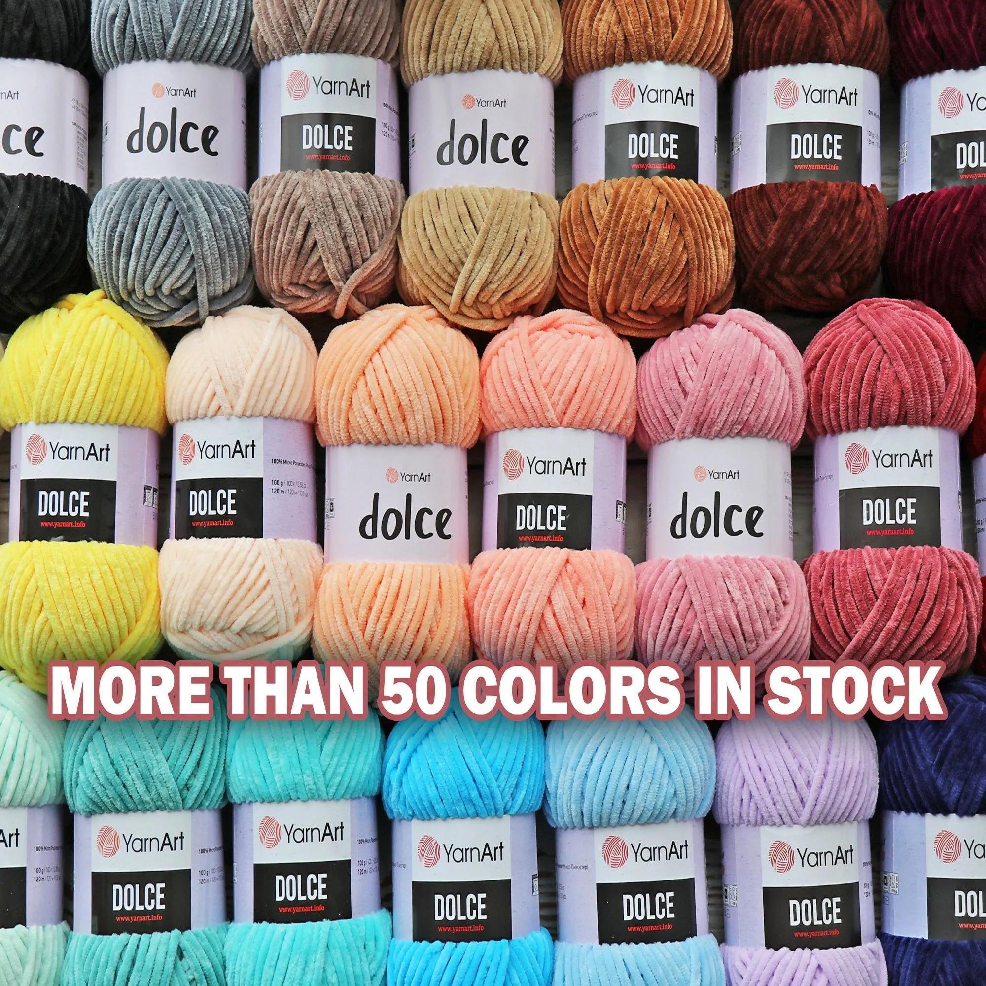 YarnArt Dolce, Chunky Chenille Yarn, 58 Colors, 3.52 oz / 131 yards