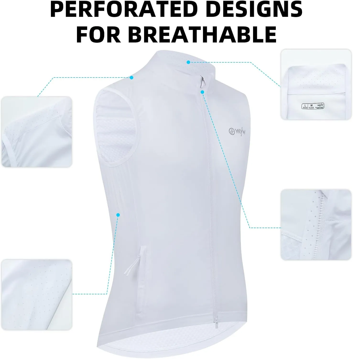 YKYWBIKE Cycling Vest for Men,Micro Softshell Windproof Bike Vest,Water Resistance Sleeveless Cycling Windbreaker