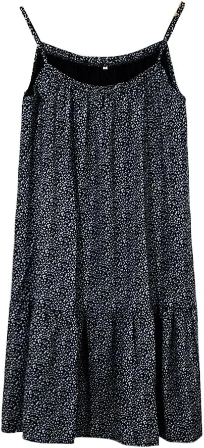 yoeasy Women Loose Floral Printed Sleeveless Spaghetti Straps Mini Sundress Boho Beach Swing Mini Dresses