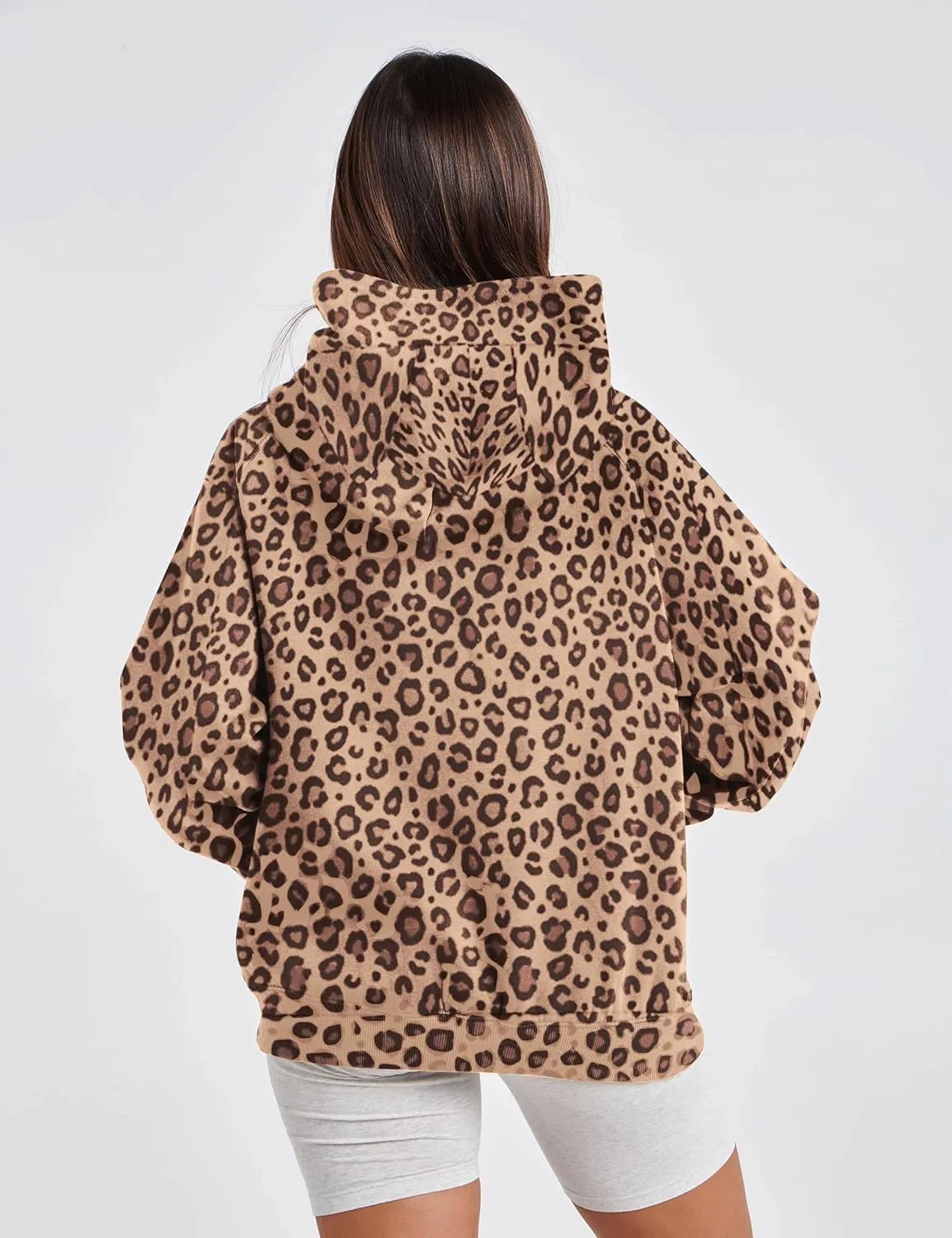 Ythomm Womens Cheetah Print Hoodie Oversized Leopard Graphic Fleece Hooded Sweatshirts Long Sleeve Pullover Tops With Pocket