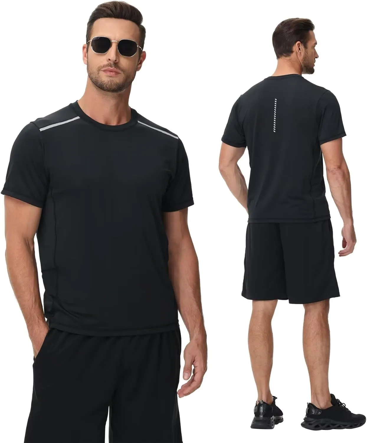 Yundobop Men's Athletic Workout T-Shirt Breathable Short Sleeve UPF 50  Running Tee