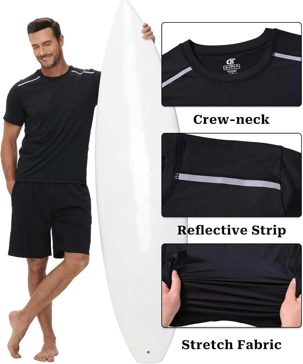 Yundobop Men's Athletic Workout T-Shirt Breathable Short Sleeve UPF 50  Running Tee