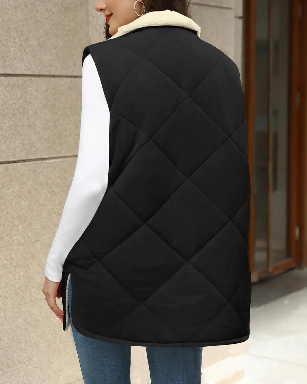 Zeagoo Womens 2025 Reversible Vest Sleeveless Fleece Jacket Double Zip Up Long Warm Winter Coat Outerwear with Pockets