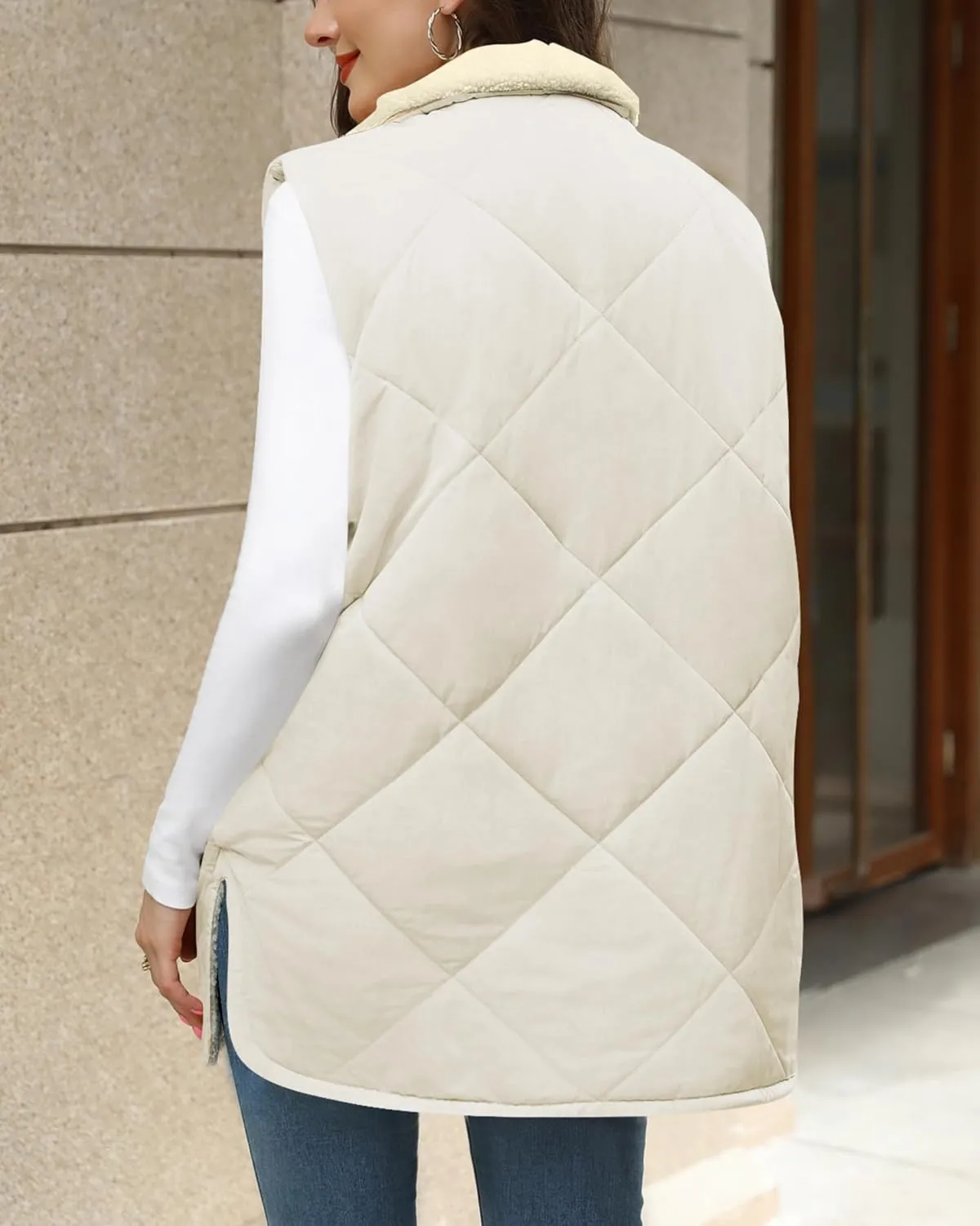 Zeagoo Womens 2025 Reversible Vest Sleeveless Fleece Jacket Double Zip Up Long Warm Winter Coat Outerwear with Pockets